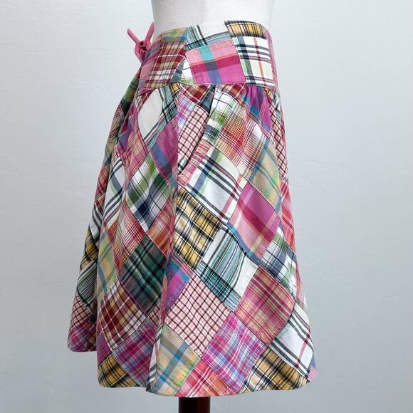 Cabi Patchwork Quilted Plaid Cotton A-Line Mini Skirt - Picture 6 of 9